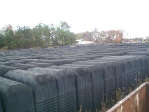 Acres of plastic coffins stored near the CDC in Atlanta.